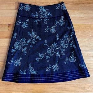 RW & CO cotton black floral skirt